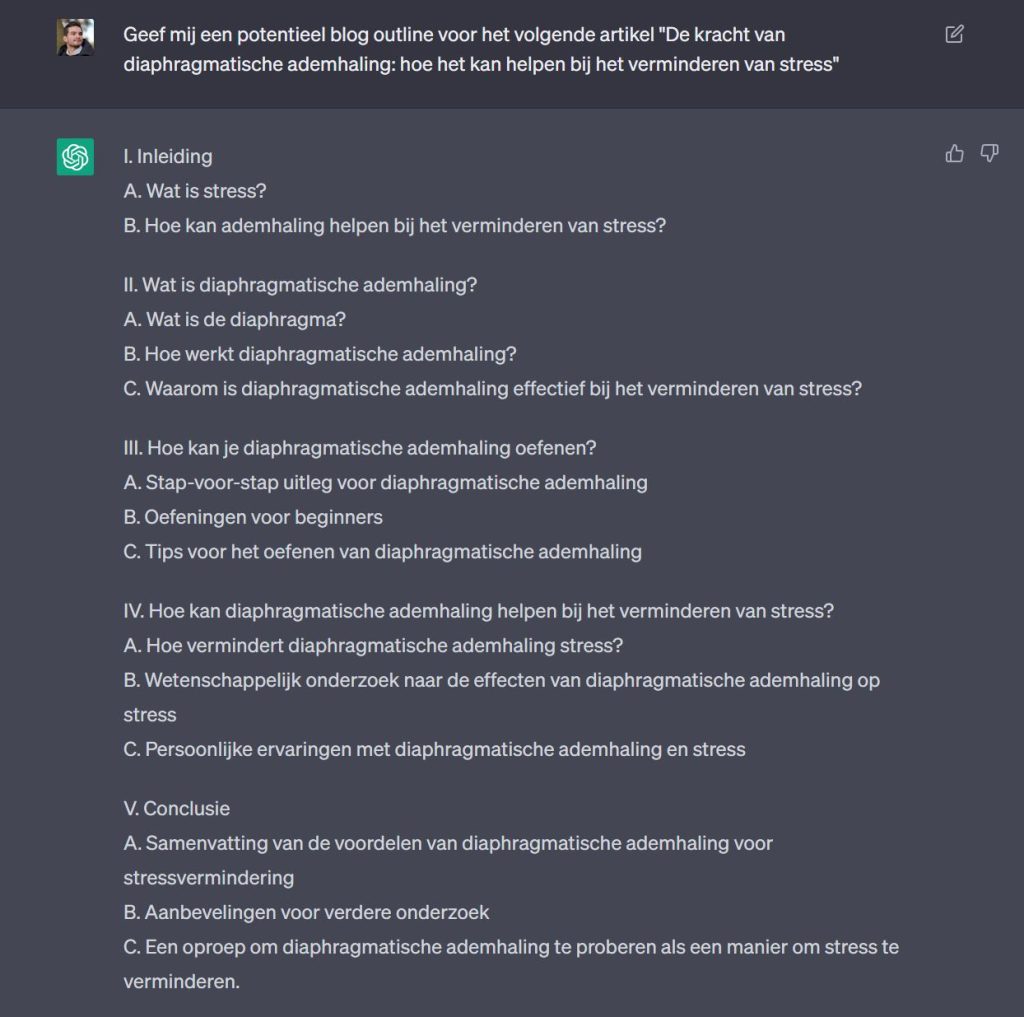 Ontdek hoe chatGPT helpt met het schrijven van een blog outline.