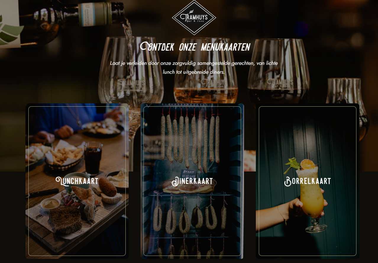 Tramhuys uitgelichte menukaarten